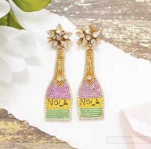 Pendientes de cuentas doradas con diseño verde botella, estilo europeo americano, para fiesta, accesorios de ropa occidental al por mayor - Product Image 4