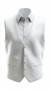 เสื้อกั๊กหนังแท้คอวีสำหรับผู้ชายแบบติดกระดุม - Product Image 3