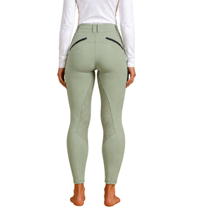 Leggings d'équitation vert sauge pour femmes, taille haute, avec grip en silicone extensible, pour l'entraînement équestre - Product Image 2