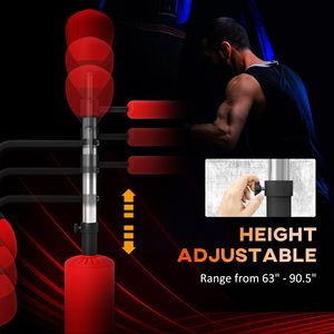Supporto per Sacco da Boxe 4-in-1 con Altezza Regolabile, 2 Speedball, Barra Relax a 360 Gradi, Sacco Rivestito in Pelle PU - Rosso - Product Image 5