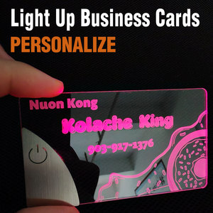 นามบัตรโลโก้แบบกำหนดเอง แม่เหล็กอะคริลิกใส พิมพ์ฟิล์มเคลือบเงา ไฟ LED พร้อม NFC QR Code โรงงาน OEM - Product Image 1