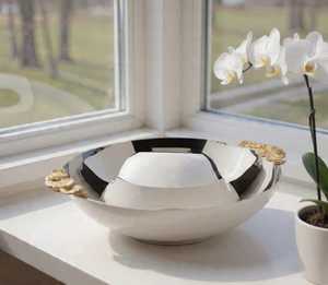 Bol en céramique moderne avec accents dorés, fait main, plat de service décoratif pour présentation alimentaire – Offre Spéciale - Product Image 6