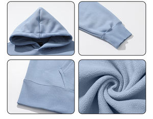 เสื้อฮู้ดผู้ชายผ้าฟลีซปักลายโลโก้ตามสั่ง พิมพ์ลาย ป้องกันการหดตัว หนานุ่ม ทรงโอเวอร์ไซส์ ไม่มีเชือกผูก ถักทออย่างดี สำหรับฤดูหนาว สีพื้น - Product Image 5