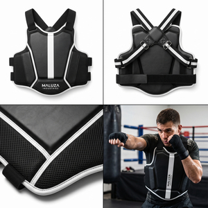 MALUZA INDUSTRIES Protège-poitrine de boxe personnalisé en cuir, protection des côtes durable, armure corporelle multicouche pour arts martiaux et MMA - Product Image 3