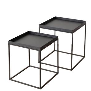 Luxury Modern <b>Square</b> Top <b>Side</b> <b>Table</b> Set Good Quality Iron 2 Pieces for Living Room and Bedroom Coffee <b>Tables</b> - Product Image 1