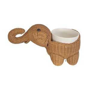Handwoven <b>Elephant</b> Rattan Storage Basket Ceramic Pot Holder Eco Friendly Indoor Garden <b>Plant</b> Flower <b>Stand</b> Bulk - Product Image 2