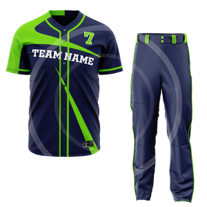 Uniforme de Béisbol Sublimado Personalizado al por Mayor en Verde Neón Marino, Conjunto de Camiseta y Pantalones, Ropa Deportiva Personalizada para Equipos - Product Image 6
