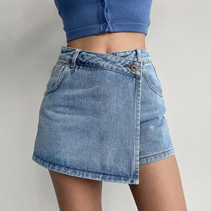 Falda Casual de Verano para Mujer, Estilo High Street, Larga hasta la Rodilla, Transpirable, de Algodón, con Hebilla, Bordada, Sexy, para Chicas - Product Image 5