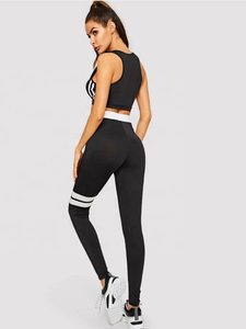 2 PCS Black Women's Plus Size Sports Bra High Waist <b>Leggings</b> Seamless Yoga Suit Gym Workout Solid <b>Pattern</b> Fitness Outfit Front - Product Image 2