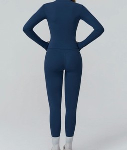 Vêtements de sport pour femmes, coupe régulière, taille XS, manches longues, compression, couleur unie, chaud, entraînement, taille élastique, léger, coupe-vent, sportif - Product Image 5