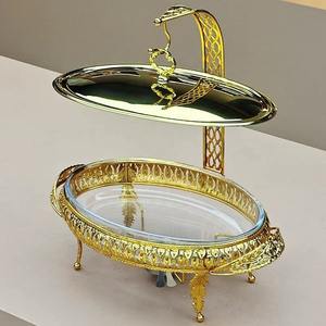 Elegante calentador de alimentos tipo buffet de metal y vidrio, ideal para catering de bodas de lujo y presentaciones de banquetes. - Product Image 6