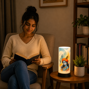 Krishna LED <b>Night</b> Lamp Acrylic Spiritual Table <b>Light</b> USB Touch Decorative Bedside Janmashtami Diwali Gift for Home Temple Room - Product Image 4