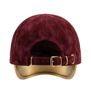 Casquette de baseball en denim extensible bordeaux avec visière dorée, respirante et imperméable, réglable, pour femme, style décontracté - Product Image 4