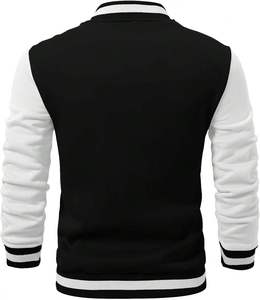 Men's Canvas Varsity <b>Jacket</b> Embroidered Letter <b>Patch</b> Casual Winter Outerwear Stand Collar Regular Fit - Product Image 2
