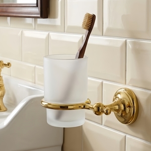 Portavasos de Pared de Diseño Europeo Clásico y Lujoso, Acabado en Oro PVD, para Uso en Baños de Hotel - Product Image 1