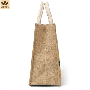 Sac de courses en jute laminé 20x20x10 cm, imprimé sur mesure, réutilisable, sac fourre-tout pour la vente au détail, vente en gros, fabricant OEM ODM, marque privée - Product Image 3