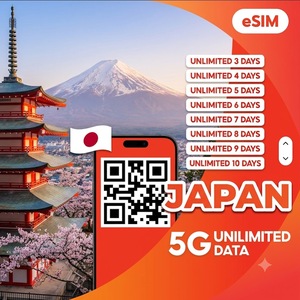 Forfait Internet illimité au Japon eSIM 3/4/5/6/7/8/9/10 jours 4G/5G, code QR, livraison instantanée par e-mail - Product Image 1