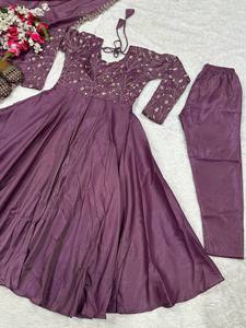 Ready-Made Long Gown Dupatta Set Indian Pakistani Party Outfit Fox Georgette Thread Digital Print Embroidery Work Full Stitching - Product Image 4