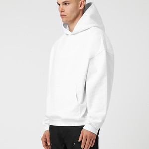 Sweat à capuche épais en molleton de coton blanc pour homme, coupe oversize et carrée, épaules tombantes, pull personnalisable avec logo, streetwear vierge, fournisseur - Product Image 6