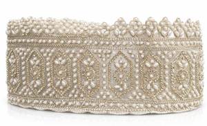 Collection de bordures en dentelle Zari métallique de luxe, fantaisie, romantique, artisanale, avec embellissements, en organza de précision 100% - Product Image 2