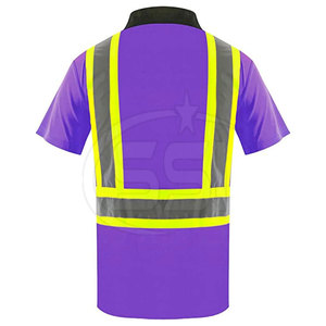 Soft Fabric High Visibility ANSI Class 2 Water Proof Safety Polo Shirt <b>LED</b> Flash Reflective Performance for Factory Warehouse - Product Image 6