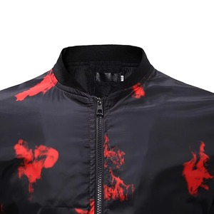 Black Red Abstract Print Bomber <b>Jacket</b> Men Lightweight Fashion <b>Zip</b> <b>Up</b> Streetwear Outerwear OEM Manufacturer - Product Image 4