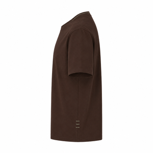 Wholesale Chocolate <b>Brown</b> Cotton Crew Neck T <b>Shirt</b> with Minimal Hem Detail Custom Short Sleeve <b>Mens</b> Casual Wear Supplier - Product Image 6