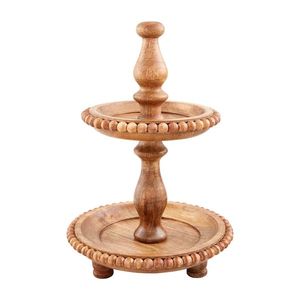 Latest Wood Cake Stand with Leaf Design Elegant Dessert Display Pedestal for Wedding Party Home Kitchen <b>Table</b> Decor - Product Image 5