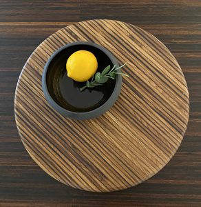 Tabla giratoria de lujo de madera de nogal a rayas redonda, bandeja giratoria de madera natural para mesa de comedor, venta al por mayor - Product Image 5