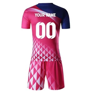 Maillot de football personnalisé durable 100% polyester rose et bleu à imprimé géométrique, sans manches, anti-transpiration, unisexe adulte - Product Image 2