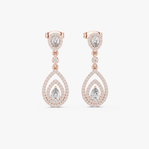 Pendientes de Oro Amarillo Sólido de 9K con Diamante Cultivado en Laboratorio de 1.214CT, Corte Pera, Diseño de Halo, Joyería Fina para Mujer - Product Image 5
