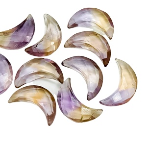 AAA Grade Ametrine Crescent Moon Shape Faceted Gemstone Jewelry Making - Loose Hand Carved Ametrine Carving Moons Briolette 16mm - Product Image 4