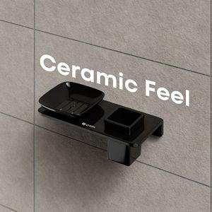 Moderno Dispensador de Jabón de Vidrio con Plato Cuadrado Extraíble y Soporte Negro Mate Antioxidante para Montar en la Pared, Ahorrador de Jabón para Baño - Product Image 3