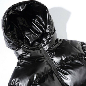 High Quality Warm Hood <b>Bubble</b> <b>Coat</b> Custom Winter Shiny Puffer Jacket for Men Front Solid Color Waterproof Windproof Outerwear - Product Image 6