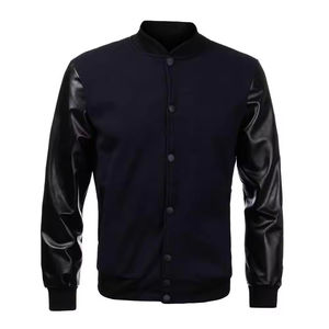 Veste de baseball streetwear personnalisée avec patch en chenille, manches en cuir PU, veste varsity avec fermeture éclair intérieure, vêtements d'hiver pour hommes - Product Image 2