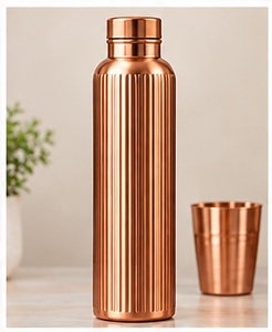 Modern Black Copper <b>Water</b> <b>Bottle</b> with Gold Dandelion Design Portable <b>Metal</b> Drinkware - Product Image 3