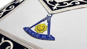 Past Master Freemason Black <b>White</b> <b>Apron</b> Silver Scroll Embroidery Custom OEM Masonic Regalia Brotherhood Formal Lodge Wear - Product Image 2