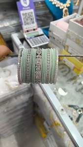 American Diamond Cotton <b>Bangles</b> Set For Bridal Silver Plated Crystal Rhinestone Wedding Women's Luxury <b>BANGLES</b> - Product Image 3