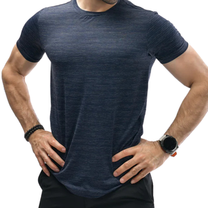 Custom <b>Navy</b> Men's Compression Shirt Quick Dry Gym Workout Running Fitness Athletic Short Sleeve Performance Tee - Product Image 5