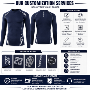 Custom Long Sleeve <b>Compression</b> <b>Shirt</b> <b>Men</b> OEM Athletic Base Layer Gym Running Training Rash Guard Private Label - Product Image 5