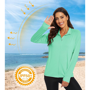 Chaqueta de Yoga NESTA SPORTS con Cierre Completo para Mujer, Cuello Alto, Orificios para Pulgares, Corte Ajustado, Nailon Ligero, Transpirable y que Absorbe la Humedad - Product Image 5