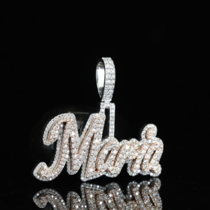 Custom VVS Moissanite Diamond Letter Pendant 925 Sterling Silver Gold Claw Setting Iced Double Layer Personalized Men Women - Product Image 3