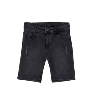 Pantalones Cortos de Mezclilla Negros Lavados para Hombre, Estilo Vintage, Color Gris Carbón Oscuro, Cinco Bolsillos, Corte Ajustado Informal, Puños Cosidos, Ropa Urbana de Verano - Product Image 1