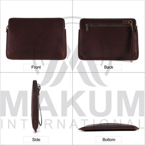 dark brown Leather <b>Laptop</b> <b>Sleeve</b> with Flap Closure for Portable Protection <b>Laptop</b> cover - Product Image 2