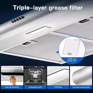 Campana extractora debajo del Gabinete de acero inoxidable de 30 pulgadas 250 CFM Campana de ventilación para estufa de cocina - Product Image 2