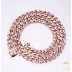 Cadena cubana de plata de ley 925 con diamantes cultivados en laboratorio y eslabones rectangulares helados, collar de lujo estilo hip hop, joyería al por mayor - Product Image 5