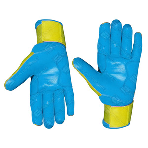 Guantes de Béisbol de Cuero Azul y Amarillo, Ambidiestros, con Cierre de Gancho y Bucle, Soporte de Muñeca Duradero, Logotipo Personalizado, Entrenamiento Unisex - Product Image 4