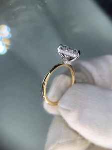 Anillo de halo con diamante solitario de corte trillón de 1.52 quilates cultivado en laboratorio para mujer, oro sólido de 14 quilates, regalo sorpresa nupcial para boda - Product Image 2