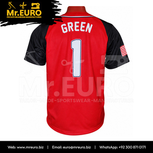Maillot de baseball personnalisé sublimé 100 % polyester unisexe col en V manches courtes fermeture boutonnée coupe ample anti-humidité sport - Product Image 5
