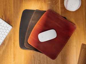 Handmade Real Leather <b>Mouse</b> Pad Anti Slip Suede Base Desk Mat Personalized Executive Writing Pad for Computer LMP-0057 - Product Image 4